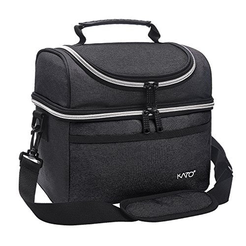 Bolsa de almuerzo con aislamiento, tela Oxford, negro