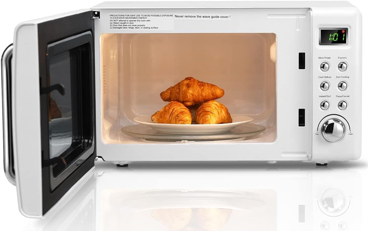 Horno Microondas Retro 0.7cu.ft, 700W, 8 Programas Automáticos