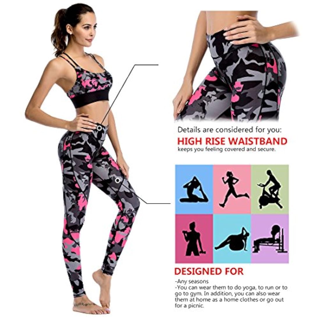 Leggings de cintura alta para yoga con control de abdomen