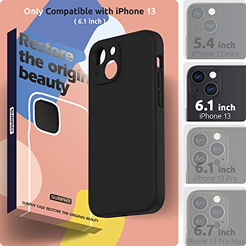 SURPHY Funda de silicona compatible con iPhone 13 (6.1 pulgadas 2021), con protección para cámara, funda de silicona líquida con forro de microfibra (negro)