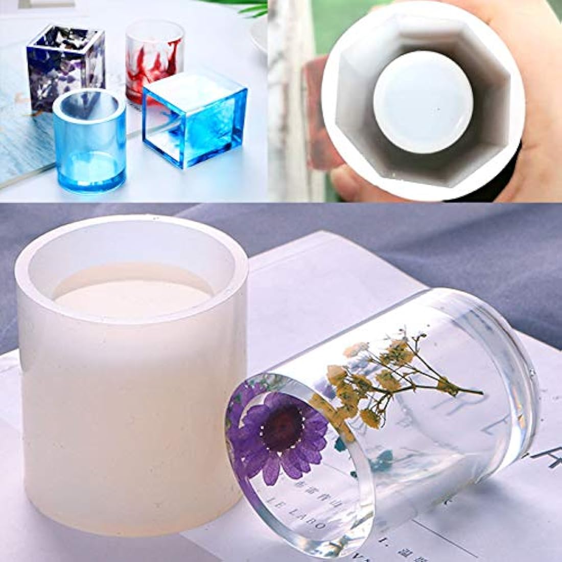 Moldes de silicona de resina epoxi de Markeny Cylinder para bolígrafos, moldes circulares de silicona para posavasos, moldes transparentes para macetas