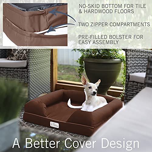 PetFusion Ultimate - Cama ortopédica para perro | Espuma viscoelástica CertiPUR-US sólida | Múltiples tamaños/colores, refuerzo de firmeza media, forro impermeable, funda transpirable de 35% algodón, seguro para la piel