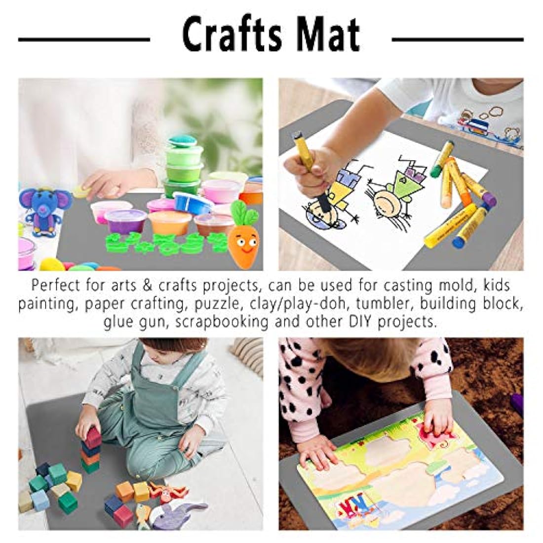 Gartful - Juego de 3 láminas de silicona para manualidades, resina epoxi, moldes de fundición de joyas, almohadilla multiusos, mantel individual, protector de escritorio, antideslizante, antiadherente, resistente al calor, gris oscuro (15.6 x 11.7 in)