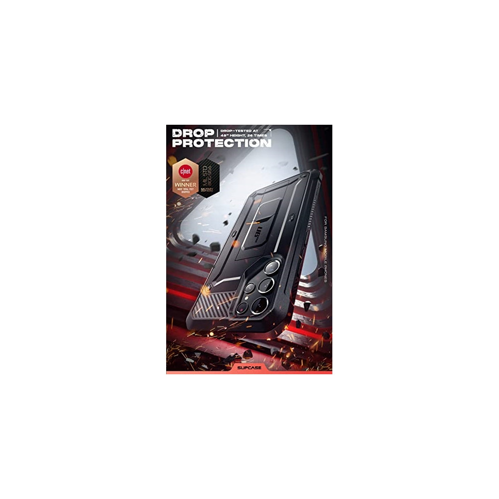 SUPCASE Unicorn Beetle Pro Series - Funda para Samsung Galaxy S22 Ultra 5G (versión 2022), cuerpo completo de doble capa resistente con clip para cinturón y soporte sin protector de pantalla integrado (negro)