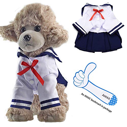 Disfraz traje de marinero para mascota, diseño de nudo rojo con lazo, falda cálida para gatos y perros, S