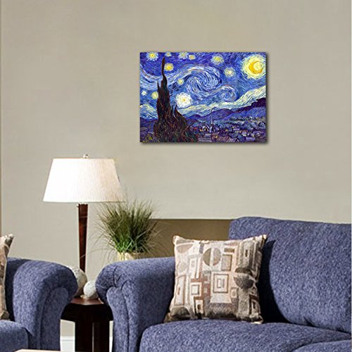 mural moderno de noche estrellada 28x20inch color azul