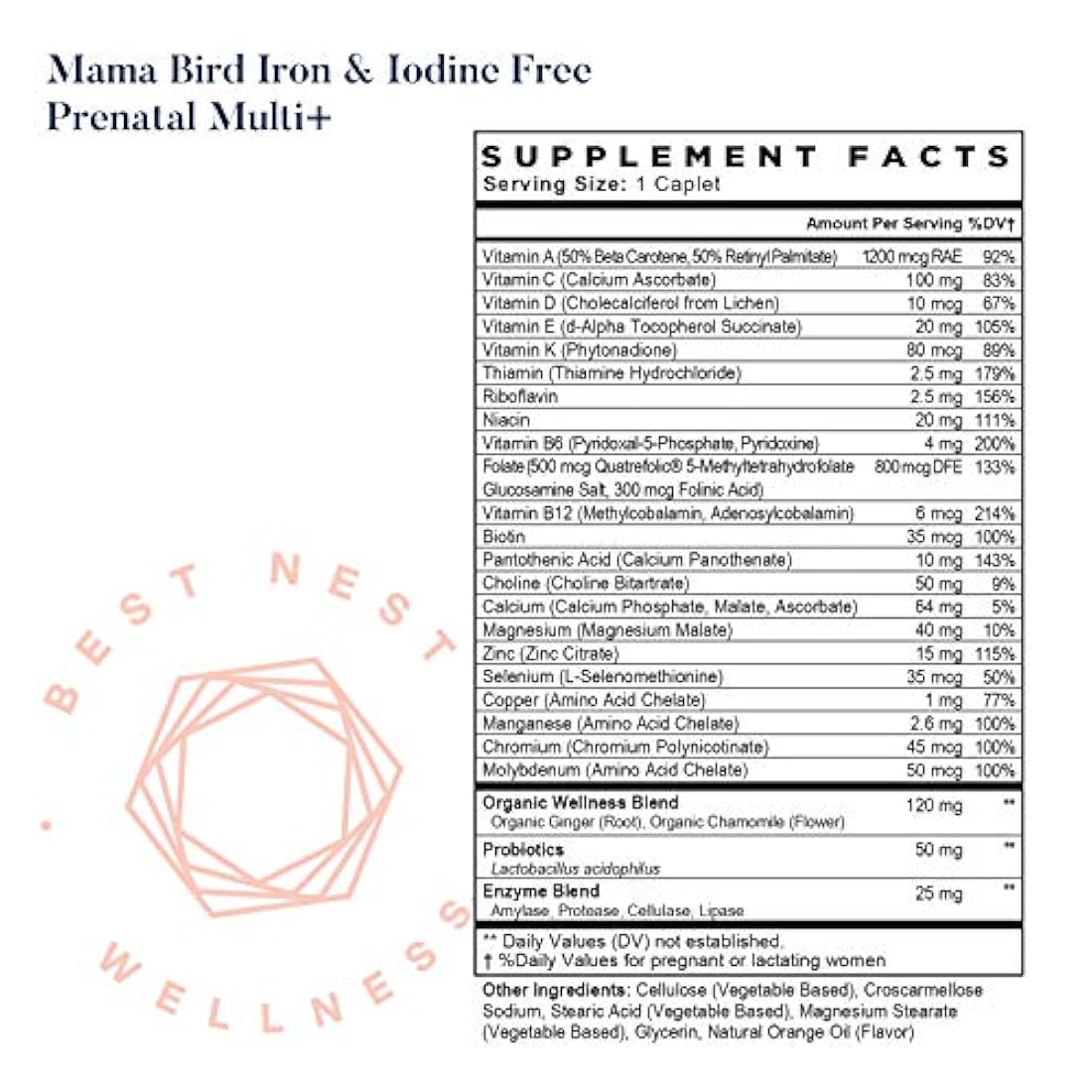 Vitamina posnatal, una vez al día, hecha con alimentos