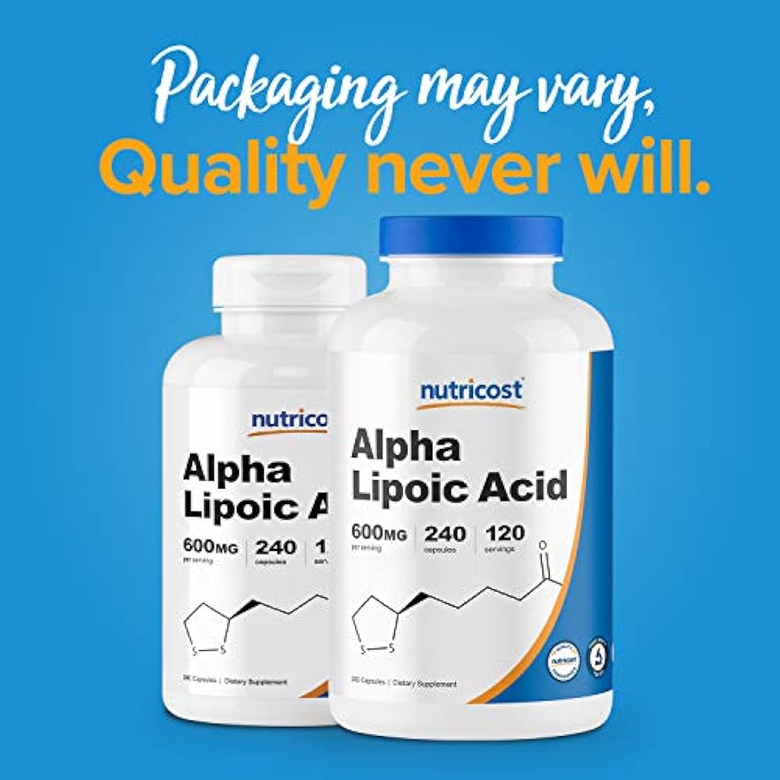 Suplemento Nutricost Alpha Lipoic Acid, 0.02 oz por porción, 120 porciones, 1 botella, 1
