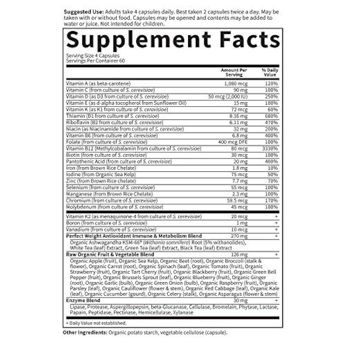 Garden of Life Multivitamina para control de peso – Código de vitaminas Peso perfecto Raw Whole Food Vitamina, suplemento vegetariano, 240 cápsulas *El embalaje puede variar*