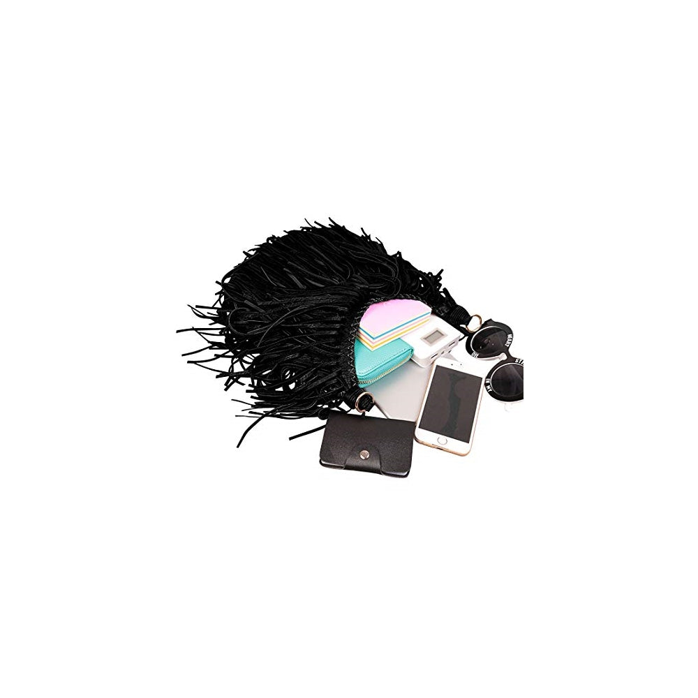 Lanpet Bolso de hombro para mujer, con flecos, borla