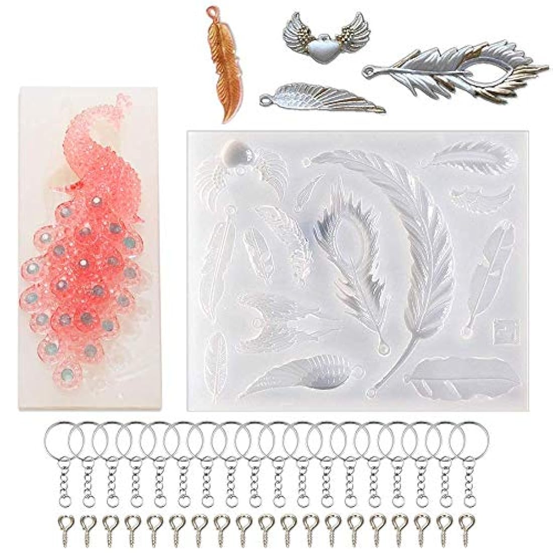 Juego de 120 moldes de silicona con diseño de pavo real