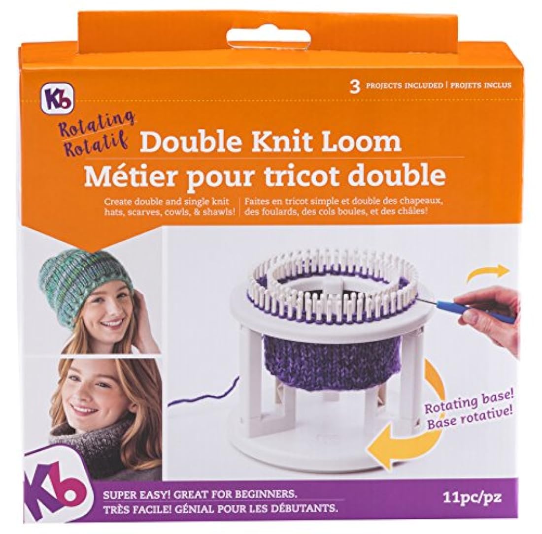 Telar doble Authentic Knitting Board, giratorio y blanco