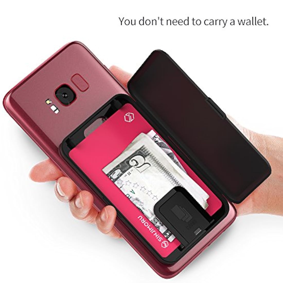 Soporte para tarjetas de teléfono con cremallera, Negro