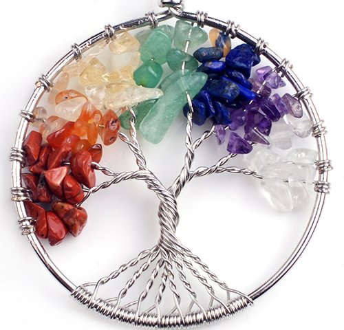 JOYA Mujeres Keychian 7 Chakra Árbol de la vida Llavero