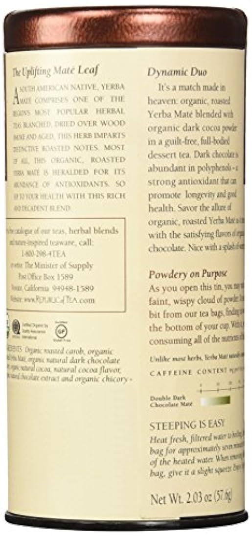 té Mate orgánico Chocolate doble oscuro, 36 bolsitas