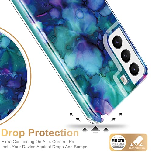 ESDOT Funda para Samsung Galaxy S22, grado militar, prueba de caídas de 21 pies, funda resistente con diseños de moda para mujeres y niñas, funda protectora para Galaxy S22 de 6.1 pulgadas, mármol ópalo morado