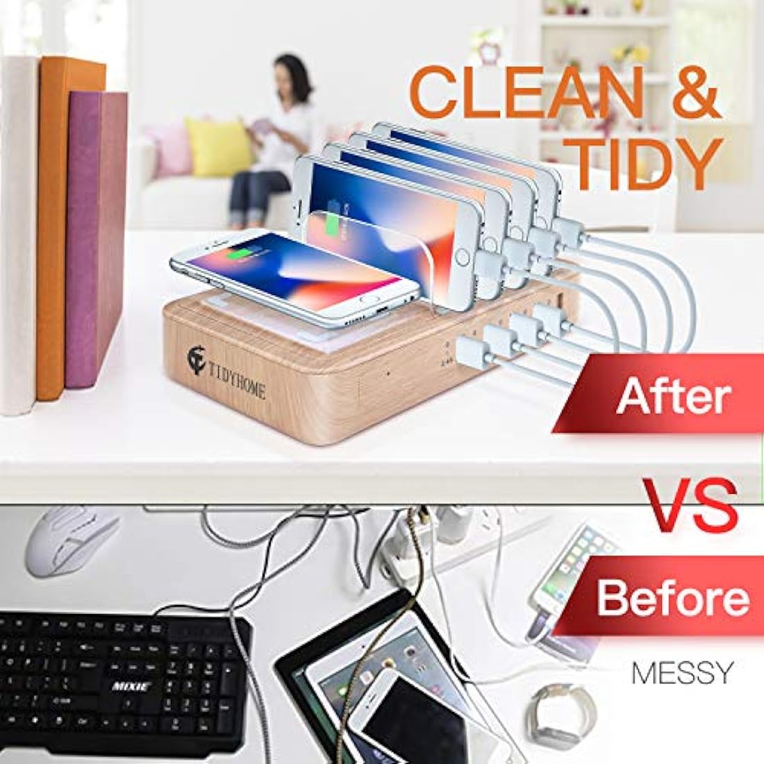 Estación,carga rápida para múltiples dispositivo 5 puertos