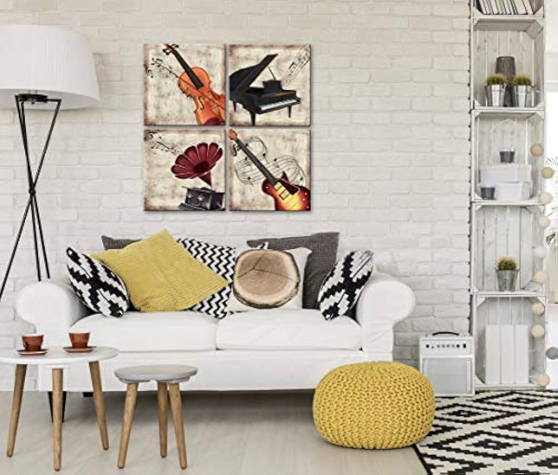 LoveHouse - 4 paneles de arte musical para pared