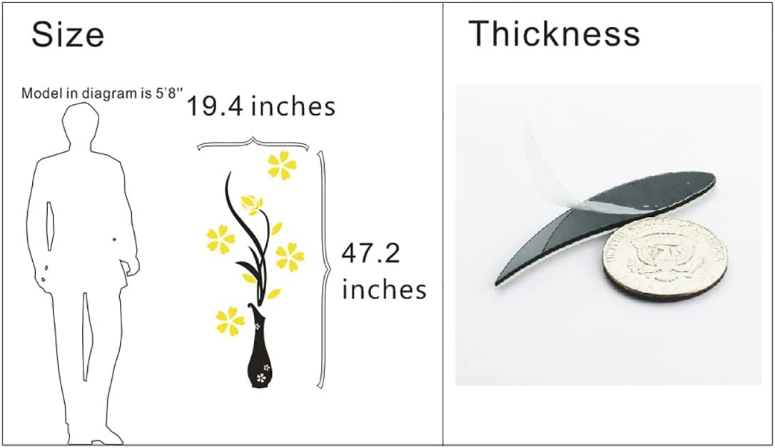 Murales 3D de Jarrones para Sala y Dormitorio, 47 x 18 pulgadas