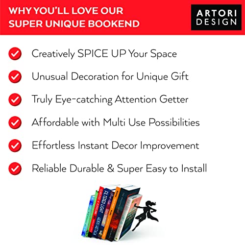 Sujetalibros decorativos de metal únicos, extremos ocultos caprichosos para un soporte de libros, bonita decoración del hogar e idea de regalo moderna para estantes, escritorio o mesa (Supergal)