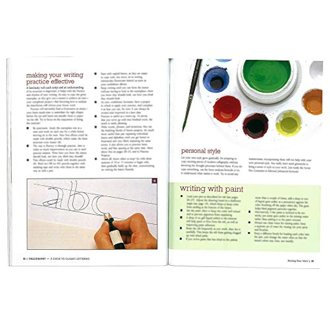 Libro de caligrafía con piezas de práctica