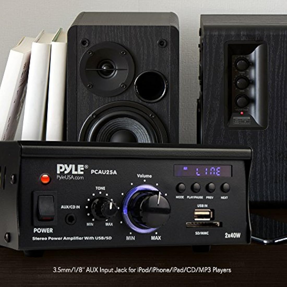 Amplificador de potencia visualización LED PYLE-HOME PCAU25A