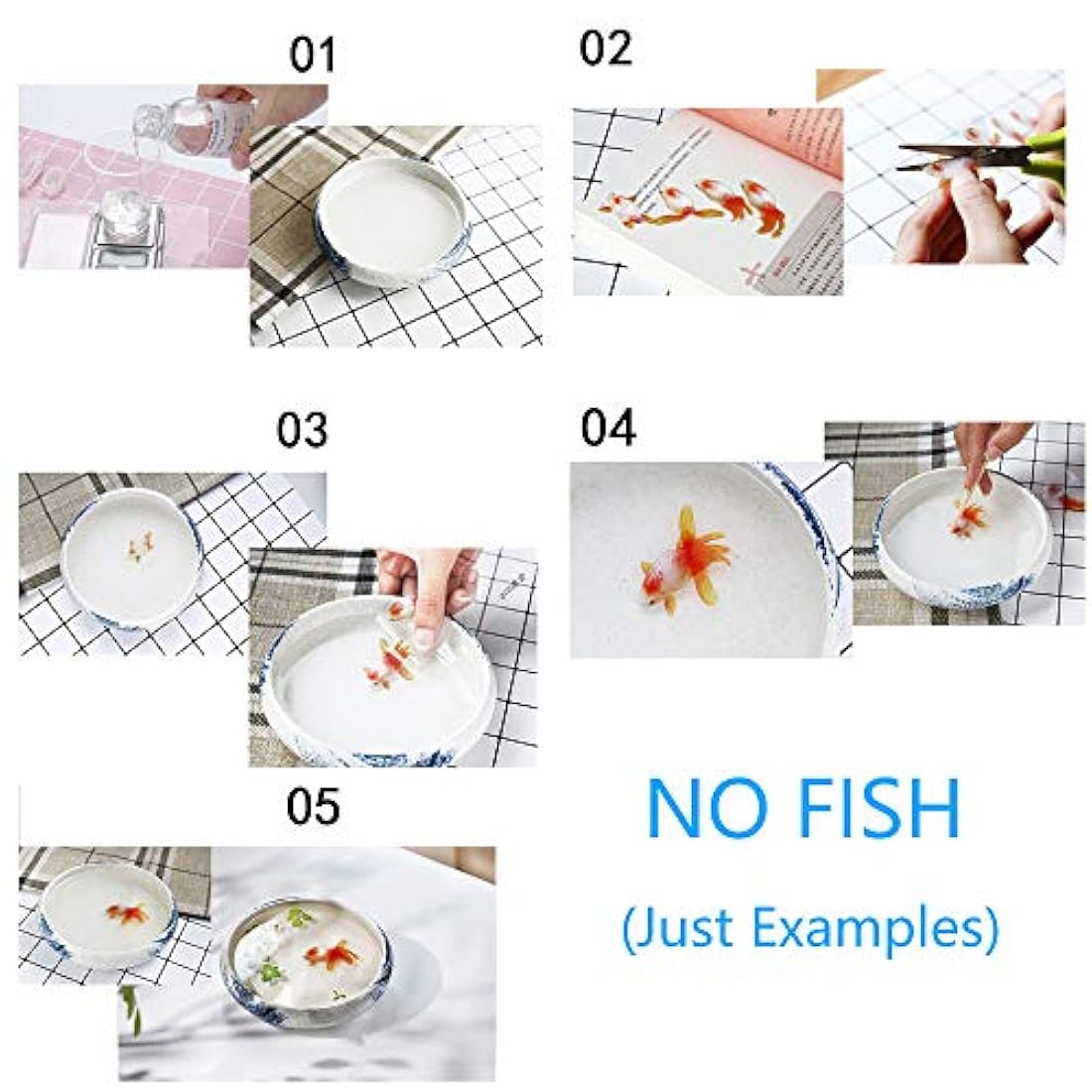 Daimay - 12 hojas 3D de imitación de hojas de peces, pato, estanque, película transparente, calcomanía de resina, calcomanía decorativa para bricolaje, molde para pintura, joyería, 6 estilos