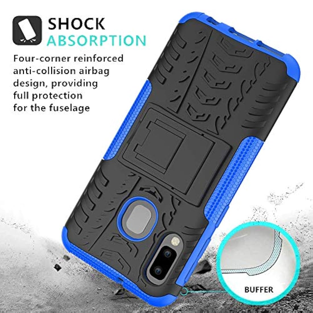 Funda para Samsung A10Eprueba de golpes color azul