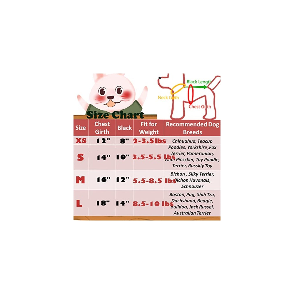 Camisetas 4 piezas para perros Tamaño: X-S