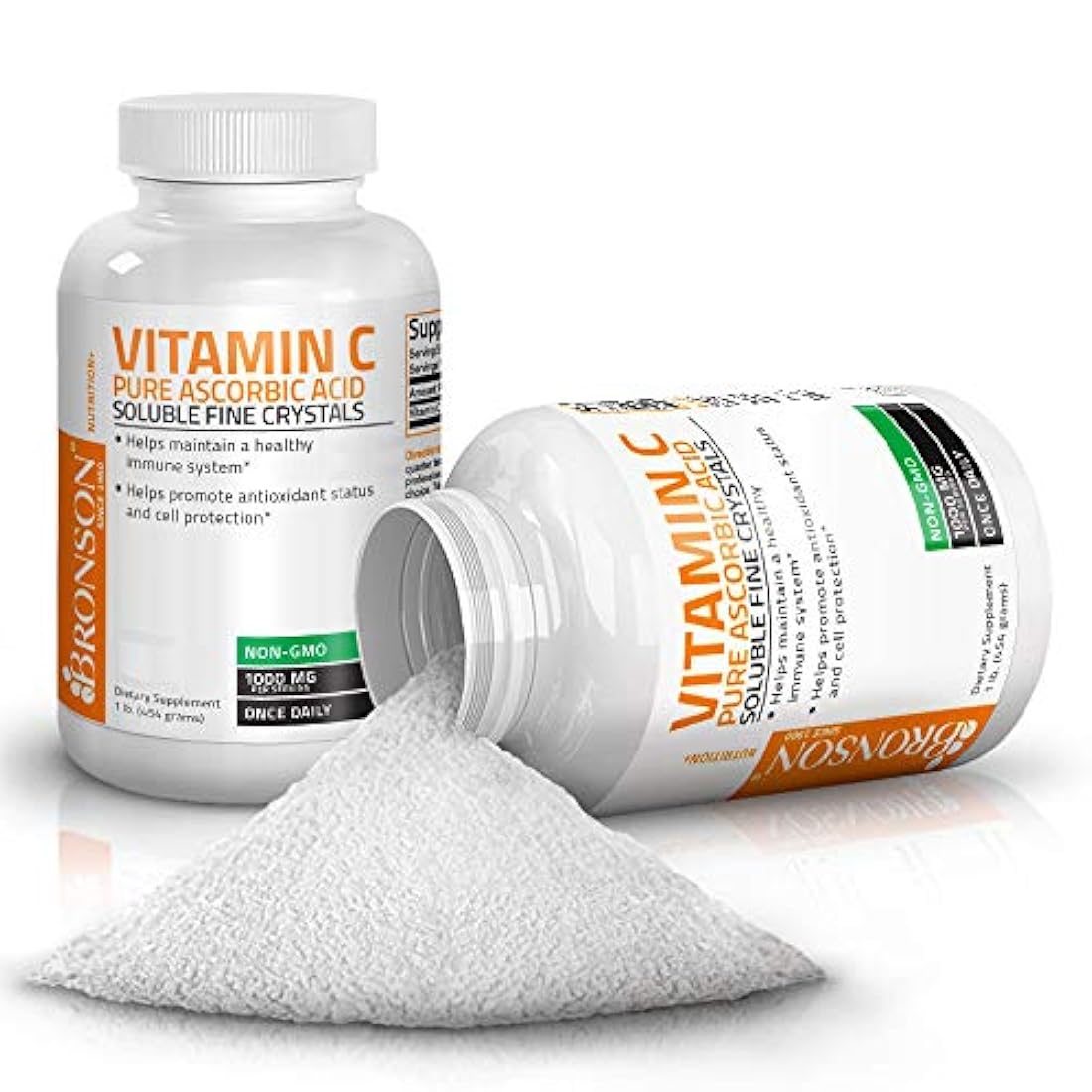 Vitamina C en polvo pura absorción ácido soluble Bronson