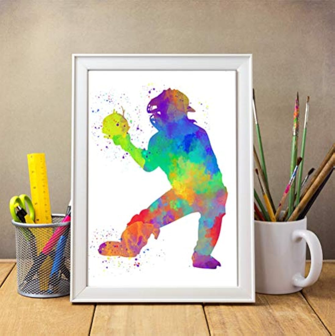 Impresión de arte abstracto de pared de béisbol 11x14