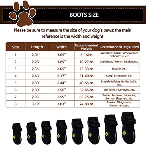 EXPAWLORER botas a prueba de agua, para perro, antiderrapantes, refractantes, botines de mascotas para perros medianos, perros grandes, negro, 4 piezas