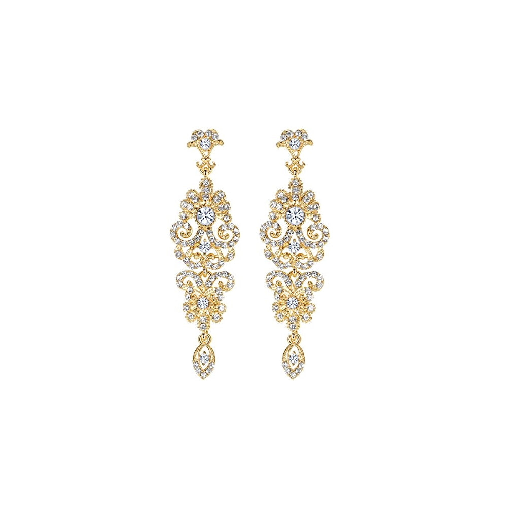 Aretes colgantes con diamantes de imitación para mujeres