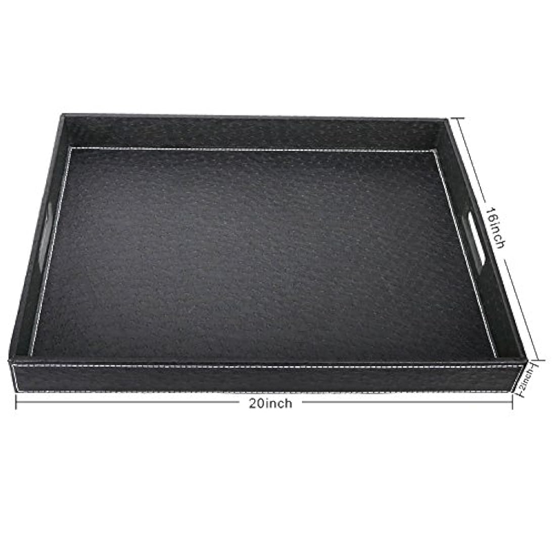 Bandeja de servir con asas, rectangular de cuero(20.0x 16.0)