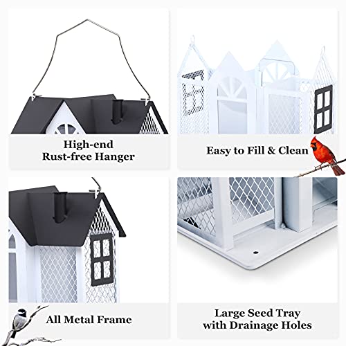 Comedero de pájaros para exteriores de malla metálica