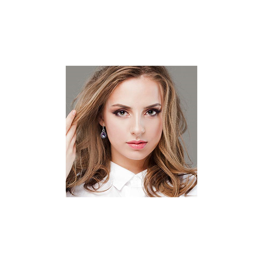 Aretes colgantes de gota de cristal de lágrima para mujeres