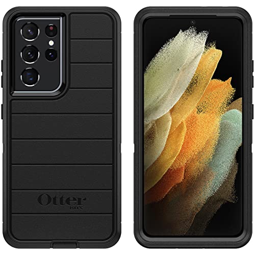 OtterBox Defender Series - Funda resistente para Galaxy S21 Ultra 5G (solamente) - Embalaje sin venta al por menor - Negro - con defensa microbiana