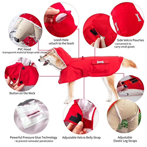 Impermeable impermeable para perros con poncho, chaqueta de lluvia amarilla ajustable con agujero para correa para perros pequeños, medianos y grandes