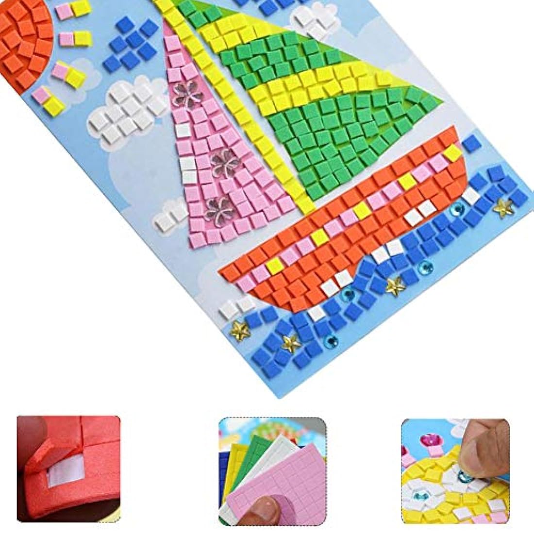 Kit de arte adhesivo para niños diseño de mosaico 6 unidades