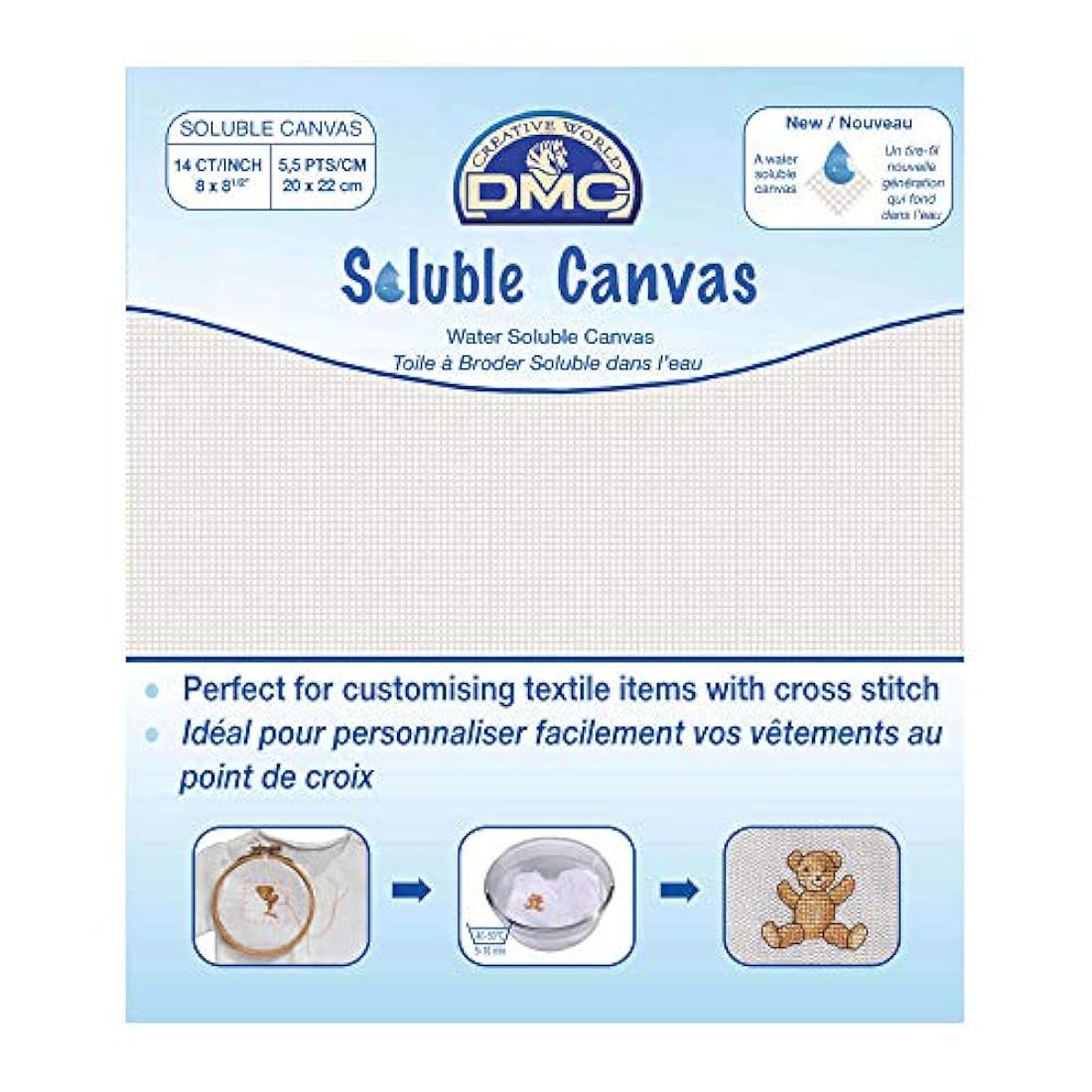 lienzo de punto de cruz, soluble en agua, 8 por 8-1