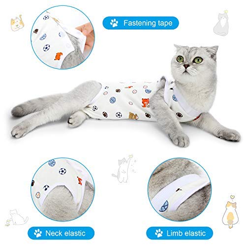 4 piezas de trajes de recuperación para gatos de algodón, envolturas corporales transpirables para gatitos de recuperación, ropa para gatos y perros pequeños, recuperación abdominal, destete