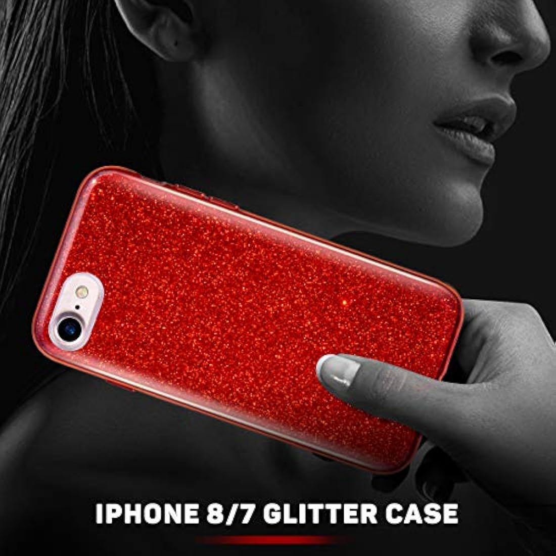 MATEPROX - Carcasa para iPhone 7, diseño de purpurina