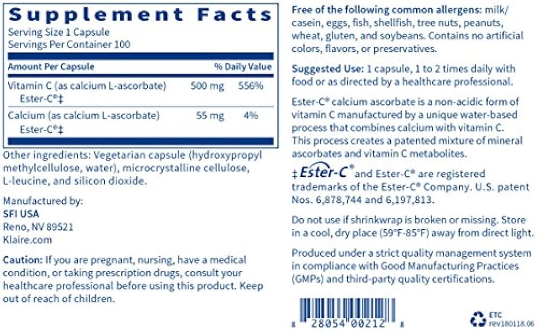 cápsulas Prothera Ester-C 500 mg 100