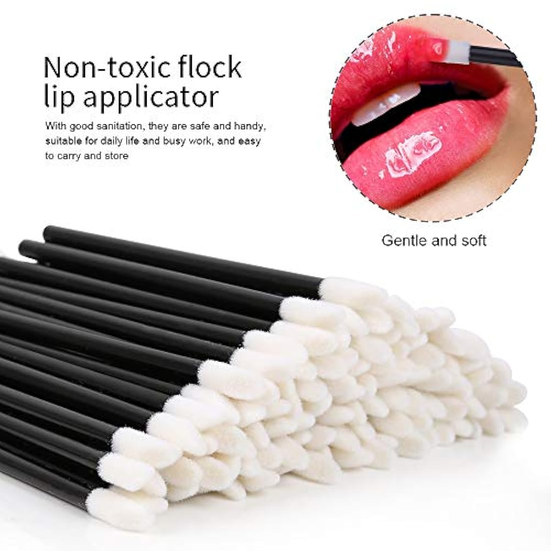 Aplicadores de maquillaje desechables, Teenitor 100 unidades de lápiz labial aplicador varitas y 100 unidades de pestañas pestañas pestañas brillo labial probador de labios pestañas cepillo de maquillaje de Halloween