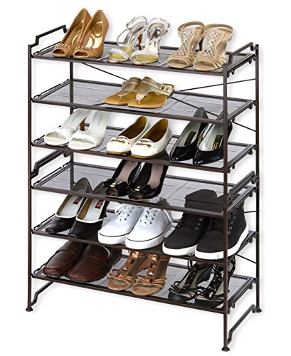 Estante de servicio apilable de 3 niveles para zapatos