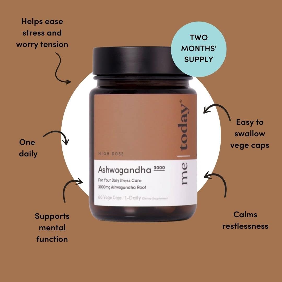 Ashwagandha 3000, Adaptógeno, Alivio Estrés, 60 Cápsulas