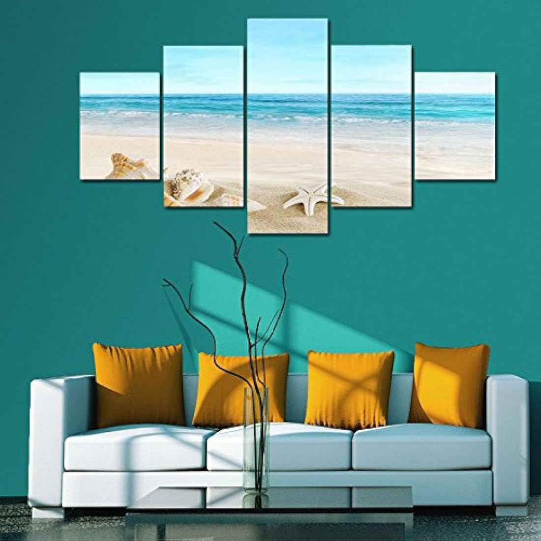 Pyradecor - Lienzo con 5 paneles de paisaje marino