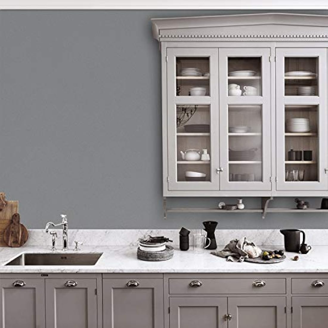 Papel vinilo autoadhesivo pintado gris (15.7 x 32.8 pies)