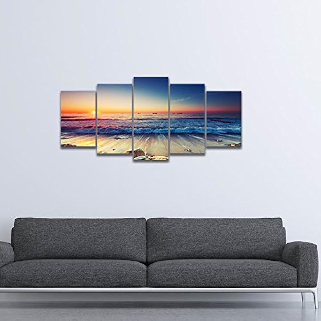 Pyradecor paisaje de mar moderno en 5 paneles HD,