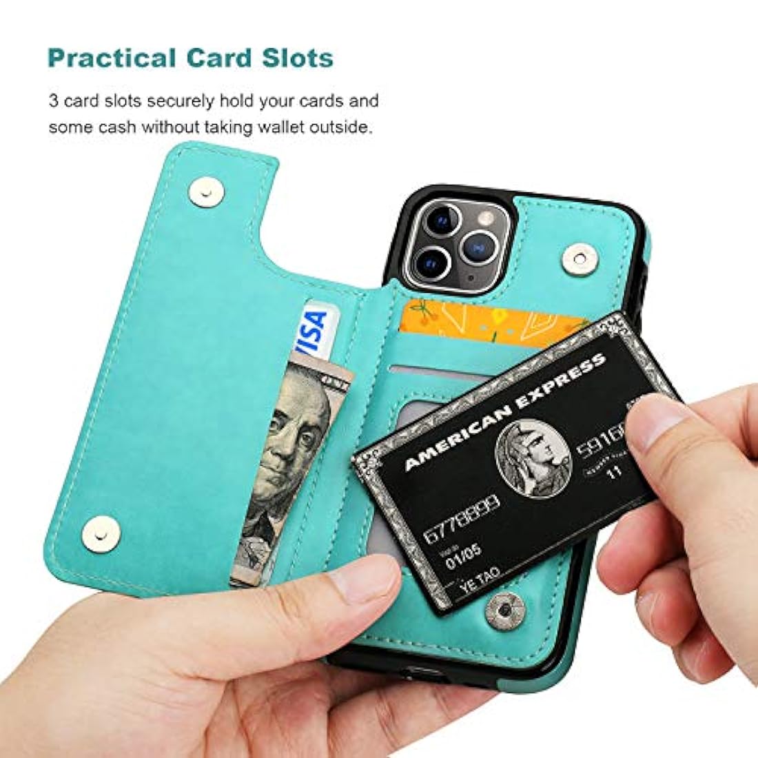 Vaburs - Funda tipo cartera para iPhone 11 Pro Verde